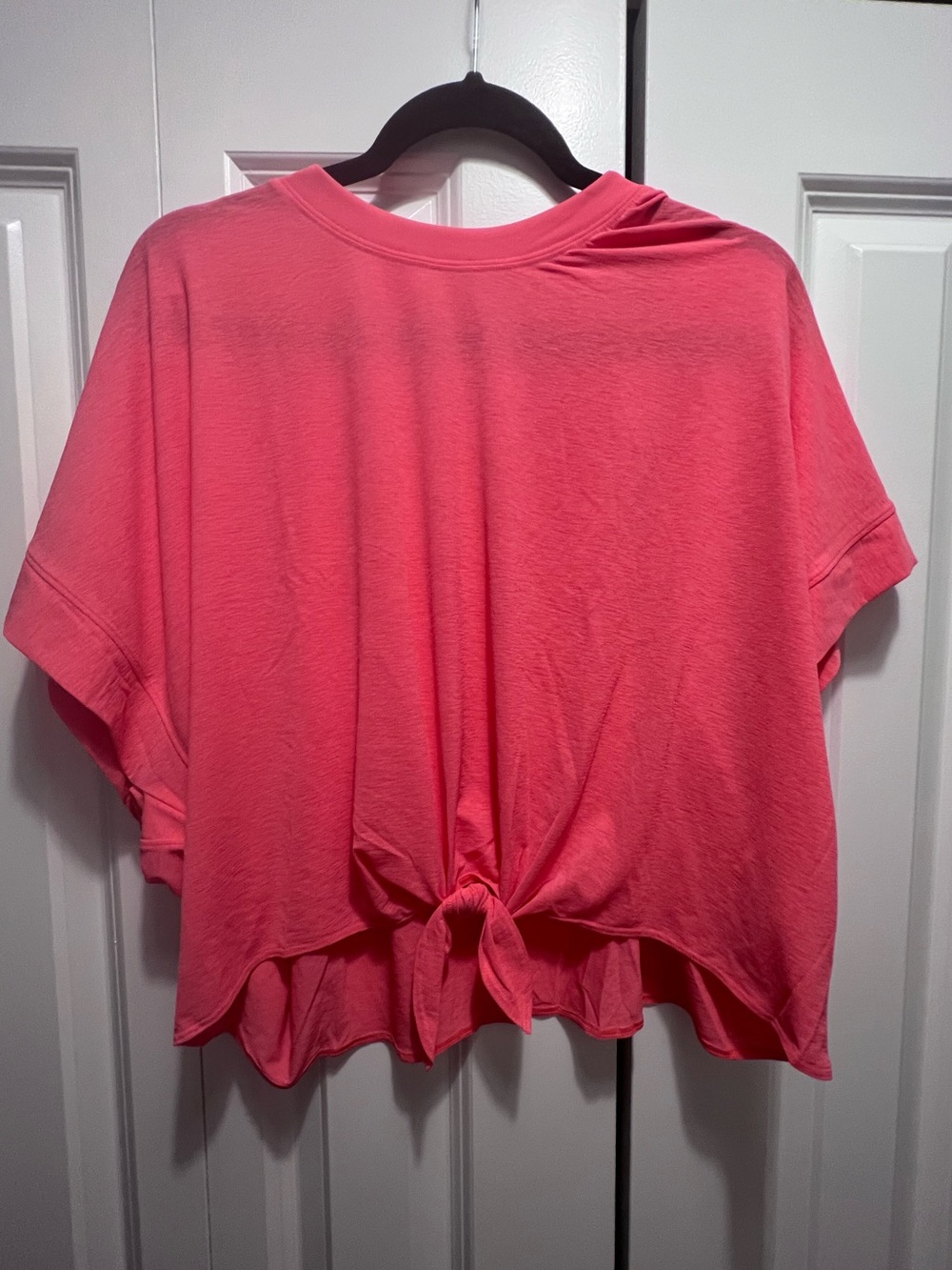 Abercrombie & Fitch Pink Solid Crew Neck Short Sleeve Tie Pullover Top 2XL